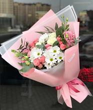 Букет цветов из:  Розы, Лизиантусы и Хризантемы в Юго-Северной